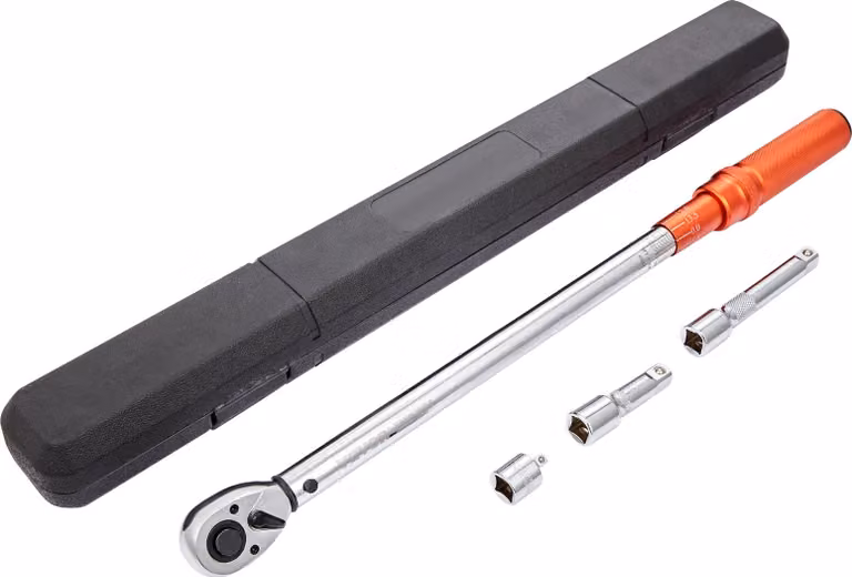 Chiave dinamometrica 1/2", set di chiavi dinamometriche 34-340Nm per bicicletta e moto, precisione di errore ± 3% 2 aste di prolunga 127 e 76,2 mm, adattatore 1/2-1/4", testa a cricchetto 72 denti regolabile