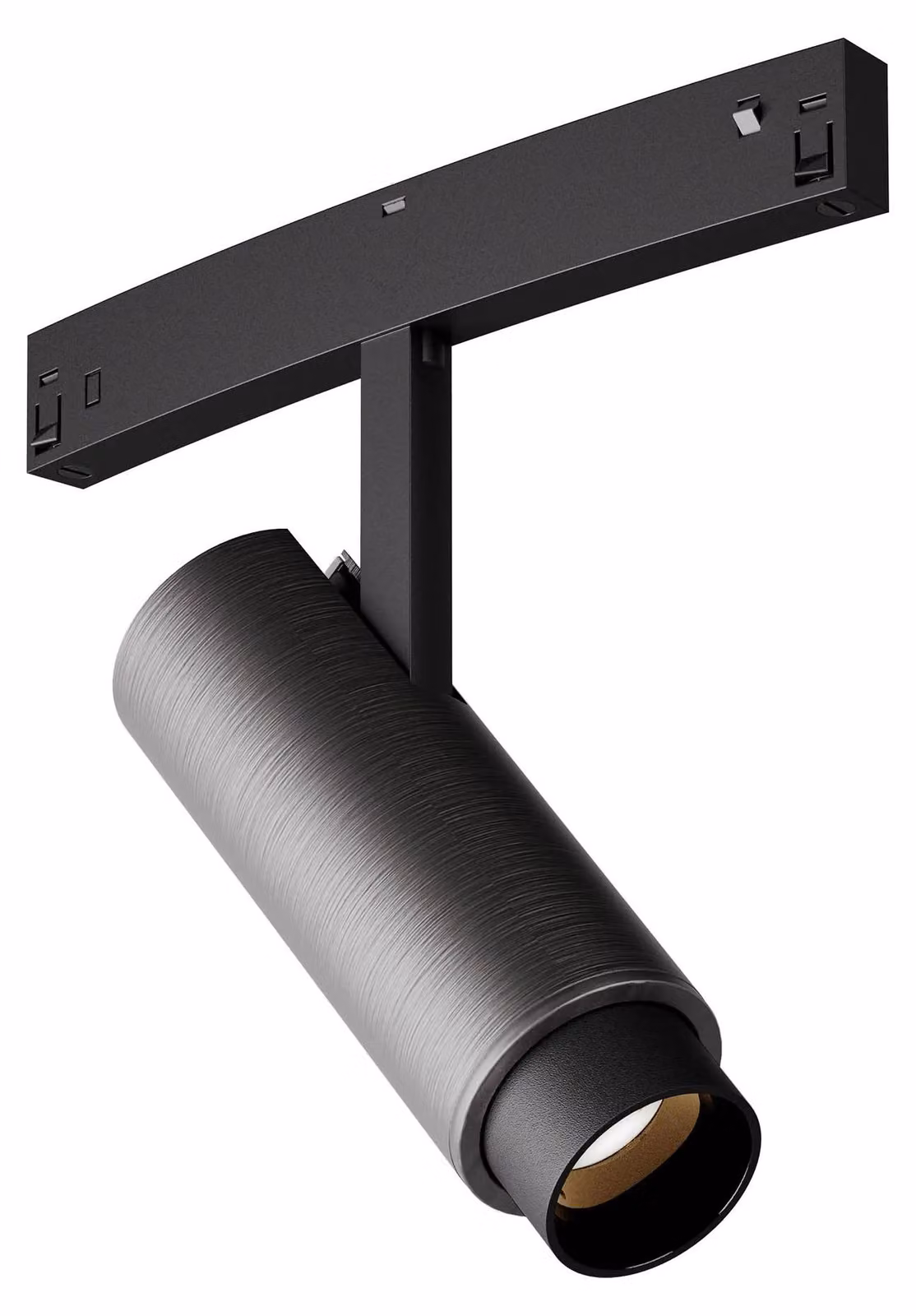 ARELUX XNET ADJ. MINI PROIETTORE per PROFILI CURVI, tecnologia DALI, 7W, 48V DC, indice di resa cromatica (CRI) 90, angolo di emissione 19-40°, UGR < 10 (a 19°), finitura "FOGGY NICKEL", temperatura di colore 2700K