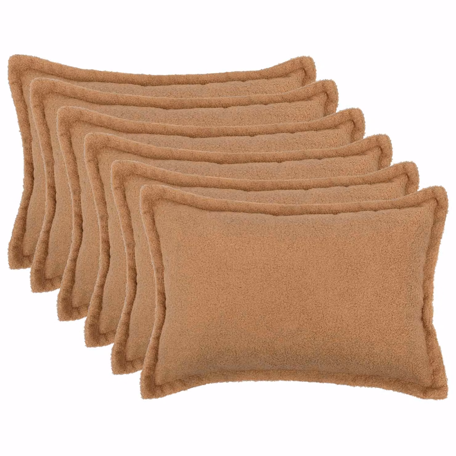 Set di 6 federe vidaXL HOUTEN beige in tessuto bouclé, L 50 cm x P 30 cm