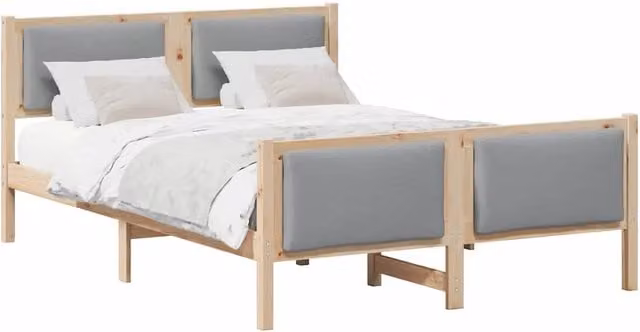 Letto matrimoniale | Letto per adulti | Struttura del letto Grigio chiaro 140 x 190 cm Tessuto