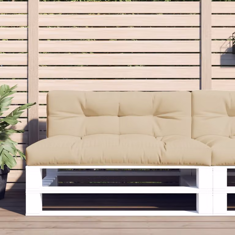 Set di 2 cuscini per pallet vidaXL beige in poliestere idrorepellente e resistente ai raggi UV L: 120 cm, P: 80 cm, H: 12 cm