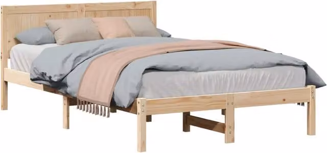 Letto matrimoniale per adulti in legno massello di pino marrone L/P/H: 140.5 x 195.5 x 200 cm