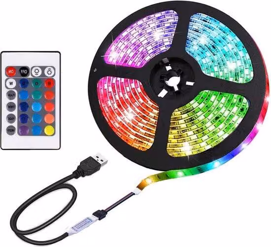 Strisce LED da 3 metri, con alimentazione USB, telecomando a 24 tasti, illuminazione di sfondo per TV, colore nero, strisce LED per soggiorno