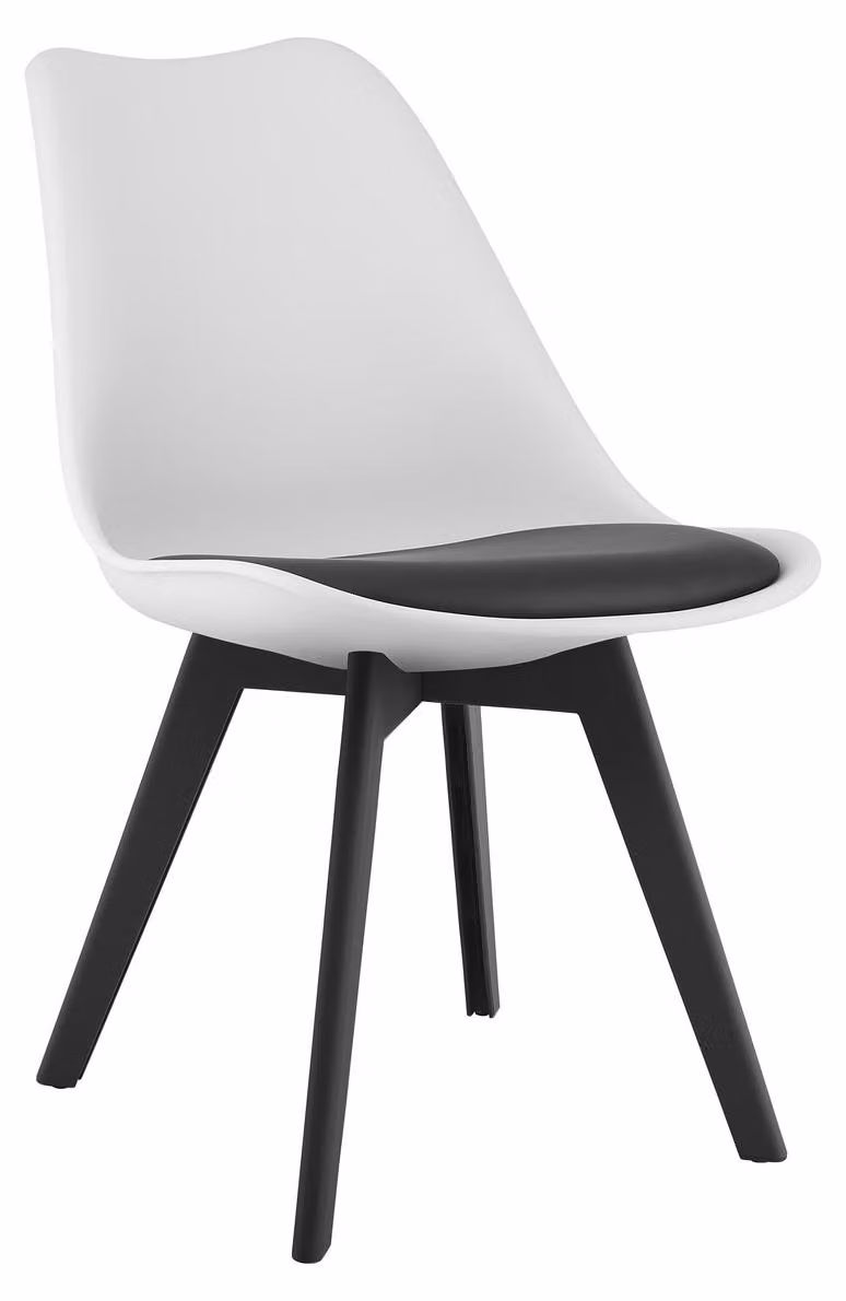 Sedia Mark Bianco e Nero con Cuscino in Ecopelle