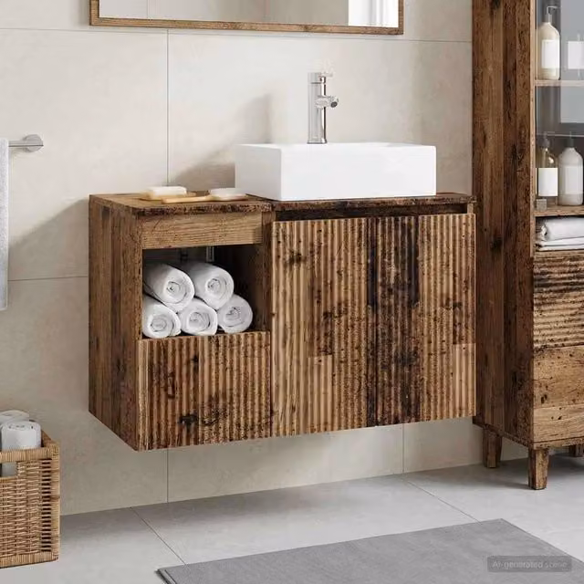 Set di mobili per il bagno 2 pz Legno antico 3404062