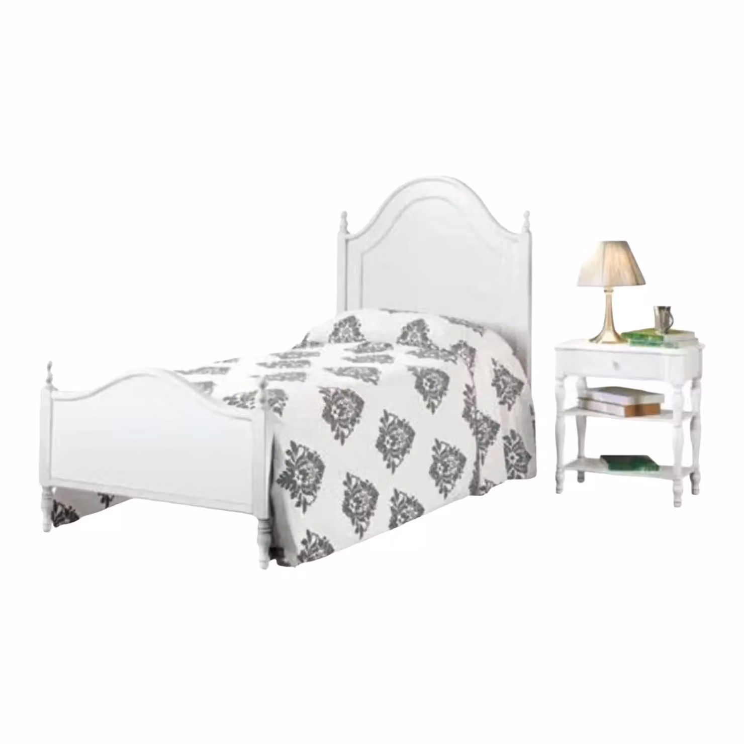 Letto singolo stile arte povera Mobili 2G laccato bianco opaco L: 100 cm, P: 212 cm, H: 135 cm – 1