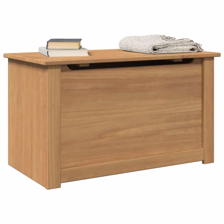 Cesta con coperchio Panama vidaXL in legno di pino massello color marrone L: 79 cm, P: 42 cm, H: 46 cm
