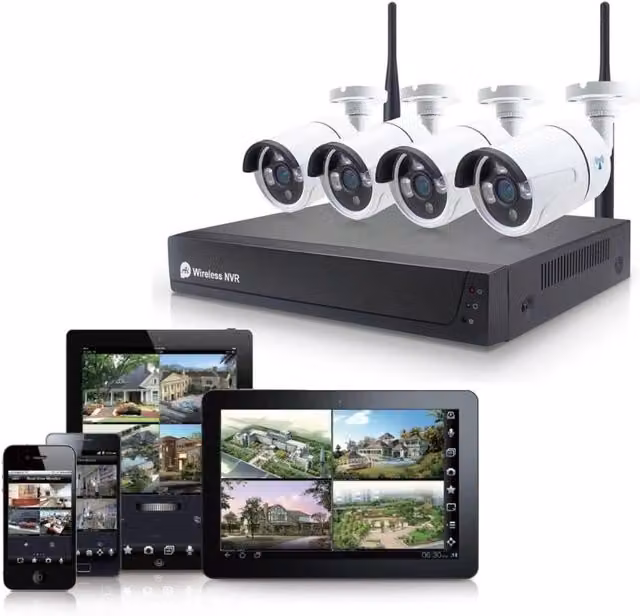 Kit Videosorveglianza Wireless DE ROSA, Telecamera Wi-Fi Esterno 4 Canali Full HD IP 5 MPX con Visione su Smartphone e Tablet, Colore Bianco – 1