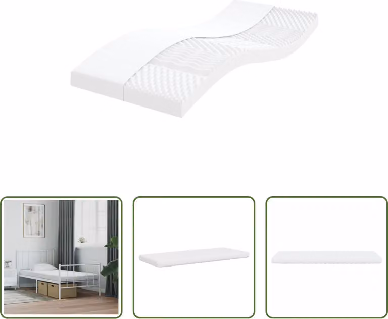 The Living Store Materasso in schiuma Bianco 90x190 cm a 7 zone livello di rigidità 20 ILD