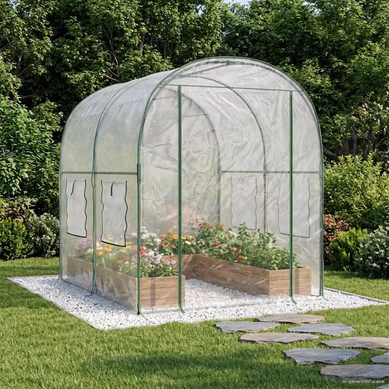 Serra con telaio vidaXL in PVC trasparente per orto e giardino L: 160 cm, P: 200 cm, H: 192,5 cm