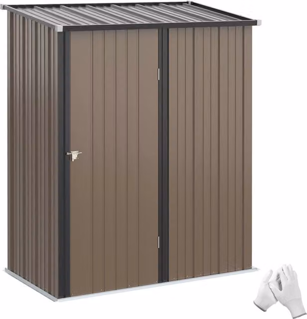 Casetta Attrezzi Giardino in Metallo ¨C Xylo ¨C 161,5x94,5x196cm Marrone Esterno con Porta