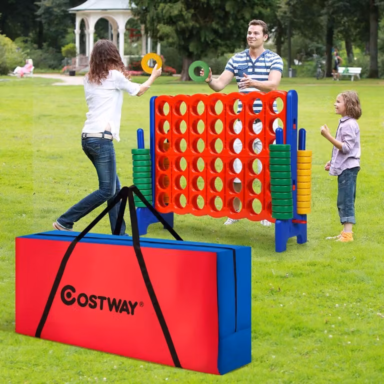 Costway Forza 4 gigante per bambini e adulti e borsa di trasporto, Gioco da interno ed esterno e borsa per set forza 4 con cerniera durevole