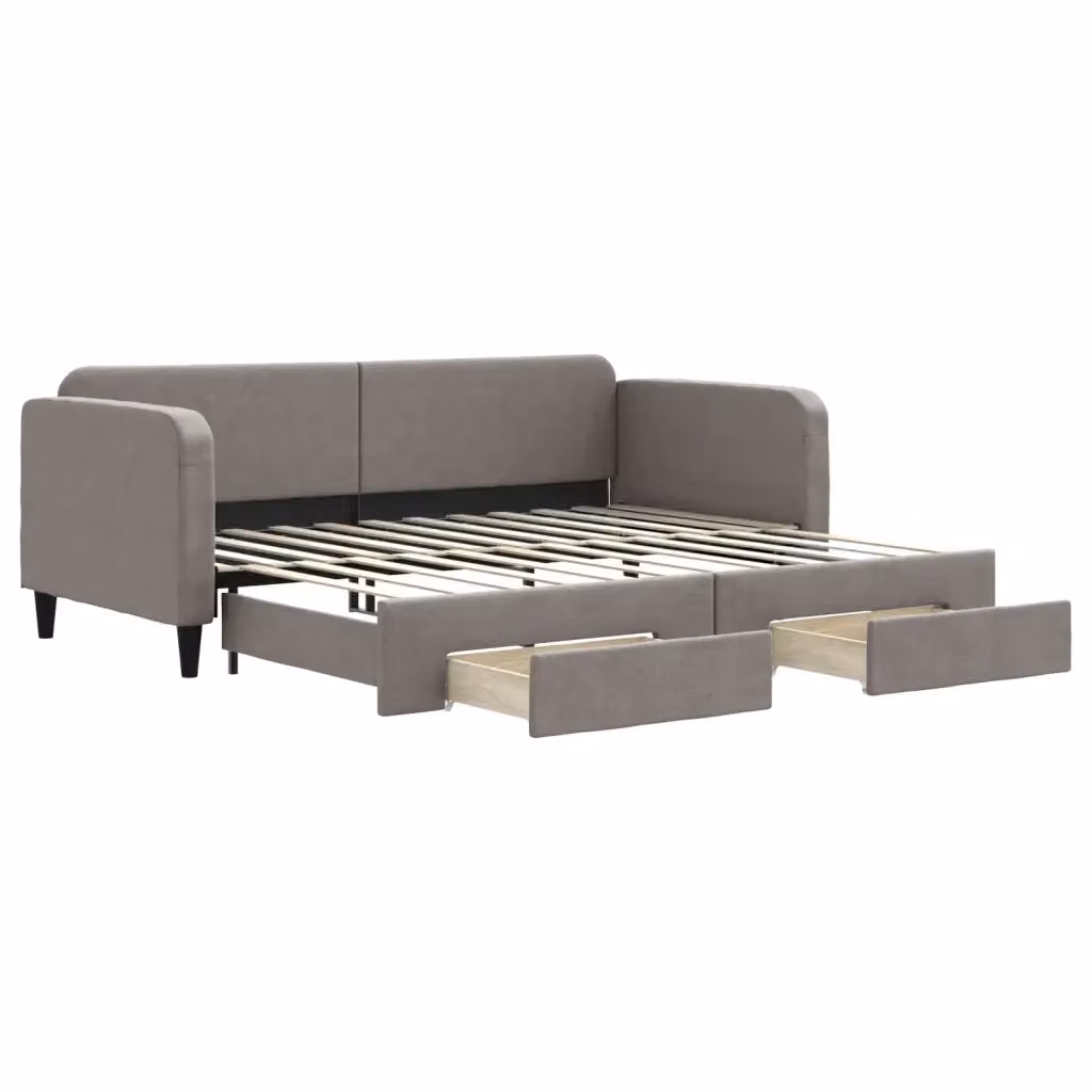 Divano Letto Estraibile con Cassetti vidaXL in Tessuto Grigio o Beige per Soggiorno e Camera da Letto L/P/H: 223 x 75 x 90 cm – 2