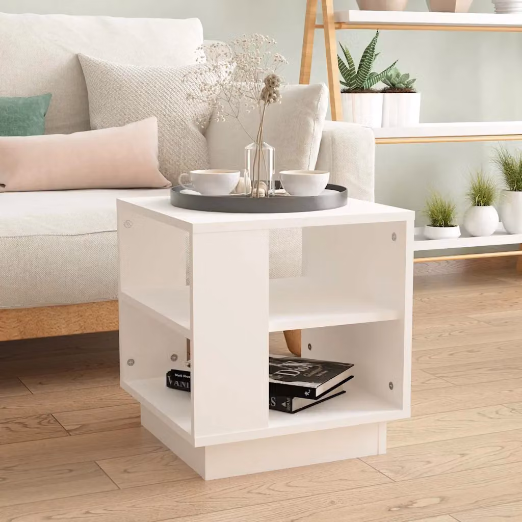 vidaXL Tavolino da Salotto Moderno Bianco in Legno e MDF L/P/H: 40 x 40 x 43 cm