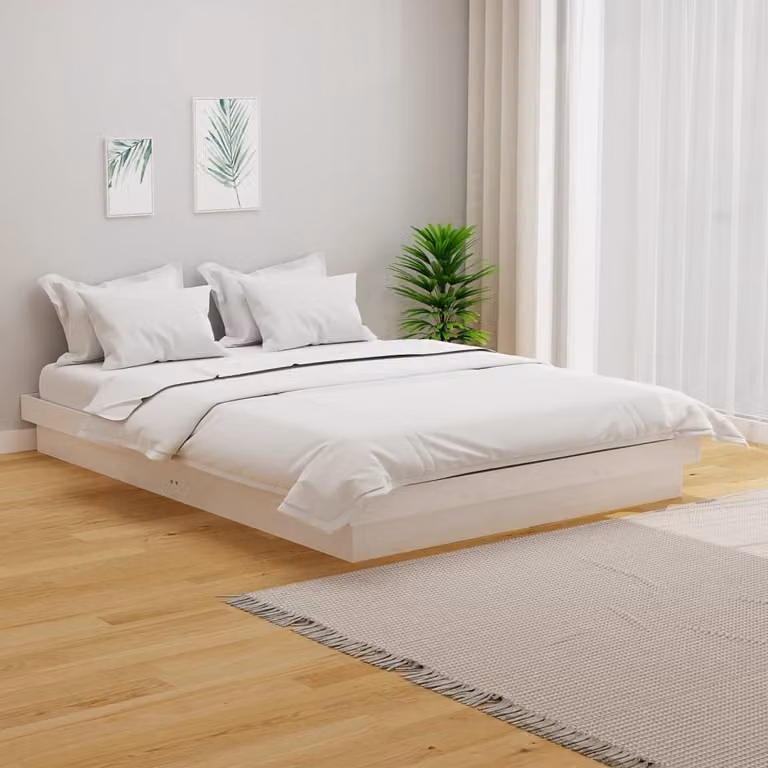 The Living Store Letto in legno massiccio bianco 120x200 cm