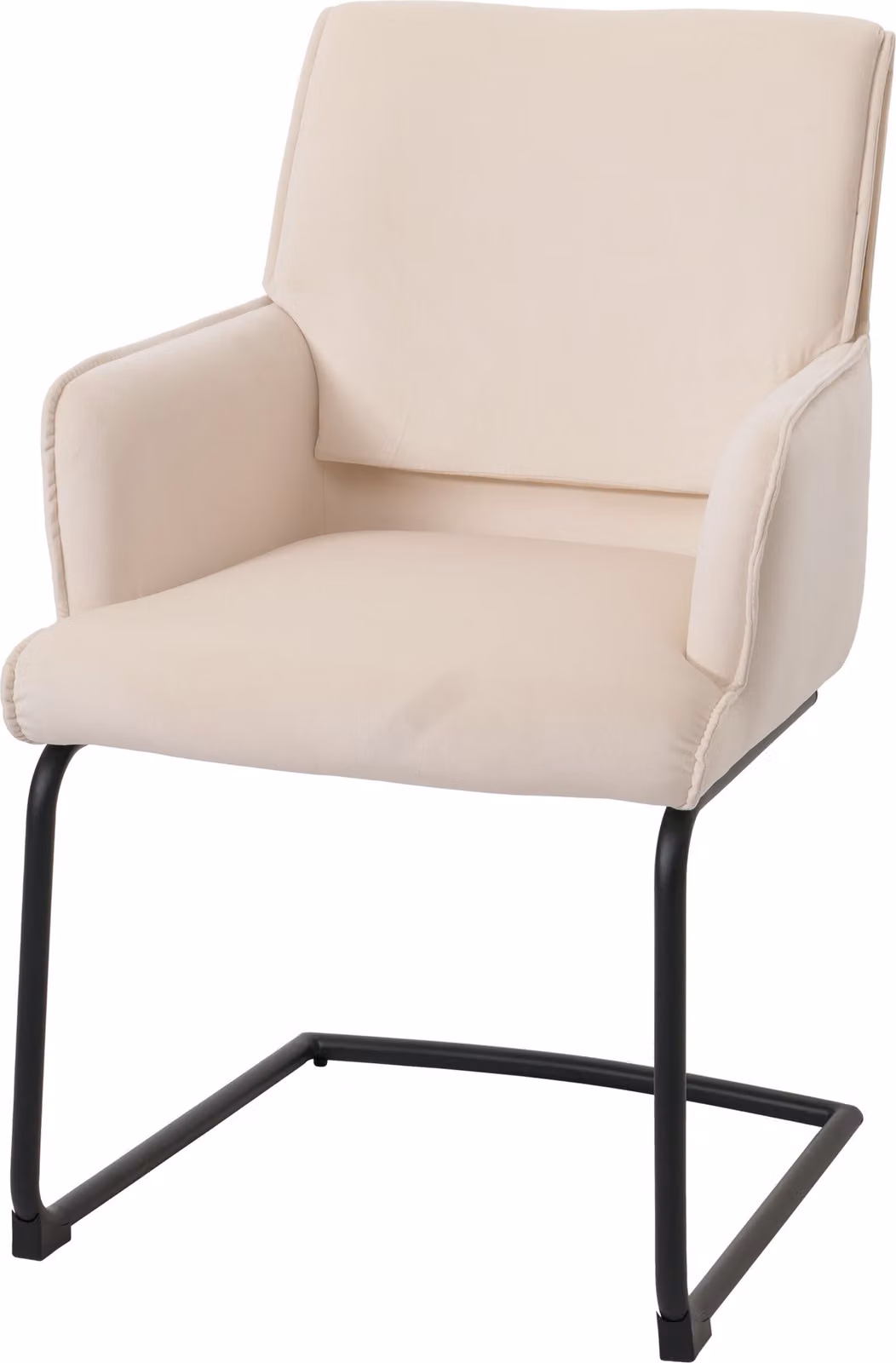 Sedia senza braccioli HWC-N60, sedia da pranzo, sedia da cucina, tessuto/materiale tessile, colore crema-beige