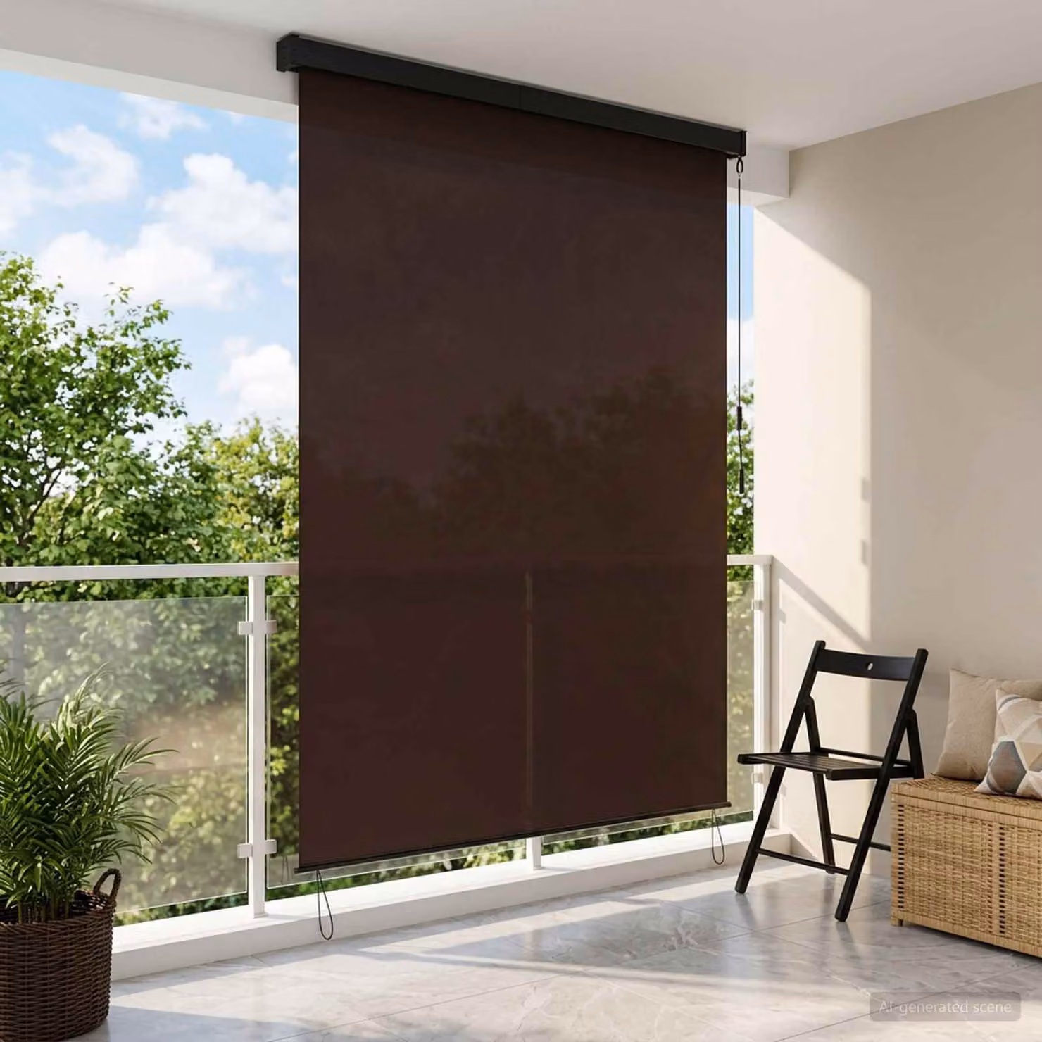Tenda a rullo vidaXL marrone in tessuto e alluminio L 140 cm x H 250 cm