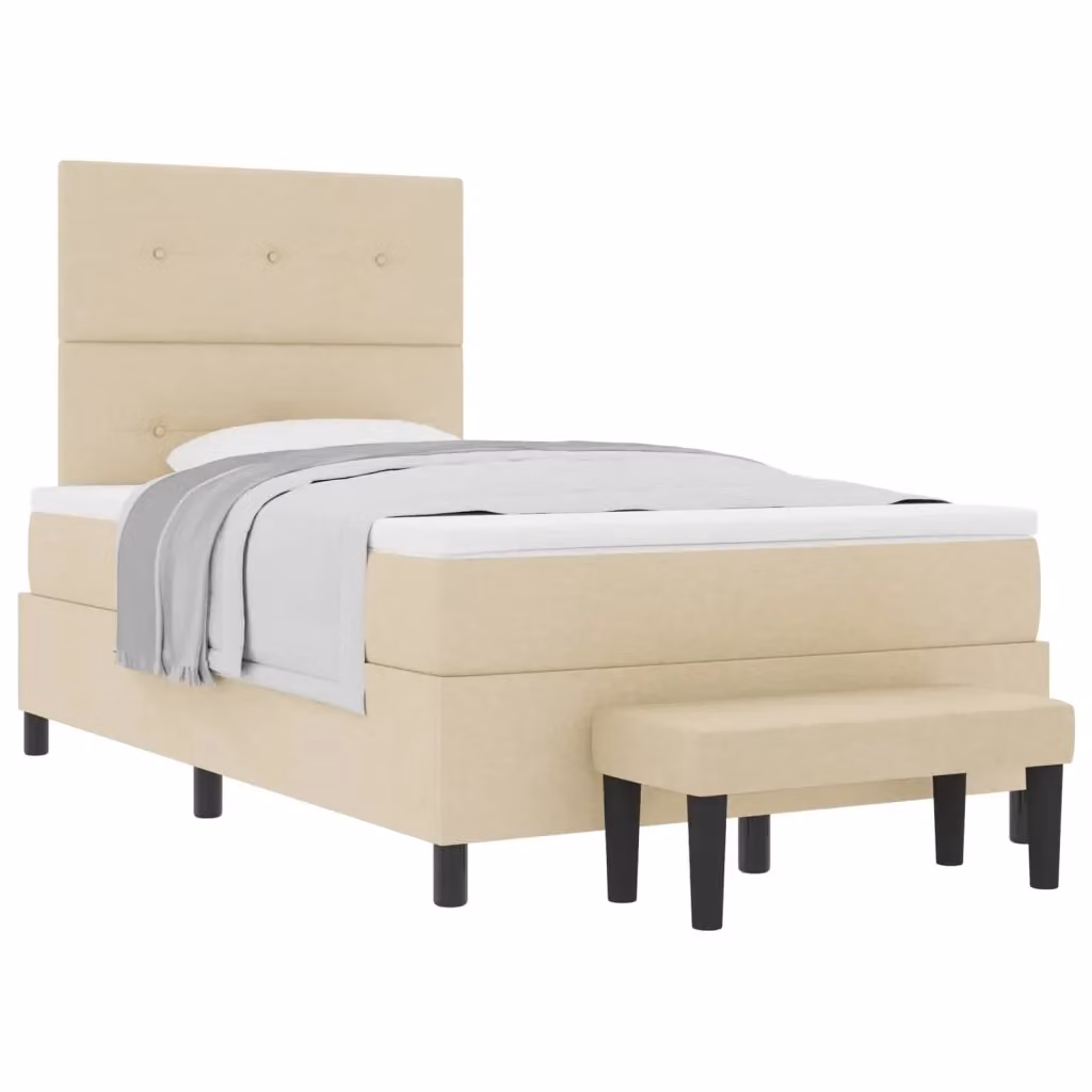 Letto ibrido con molle a tasche e testiera vidaXL in tessuto beige L/P: 120 x 200 cm – 2