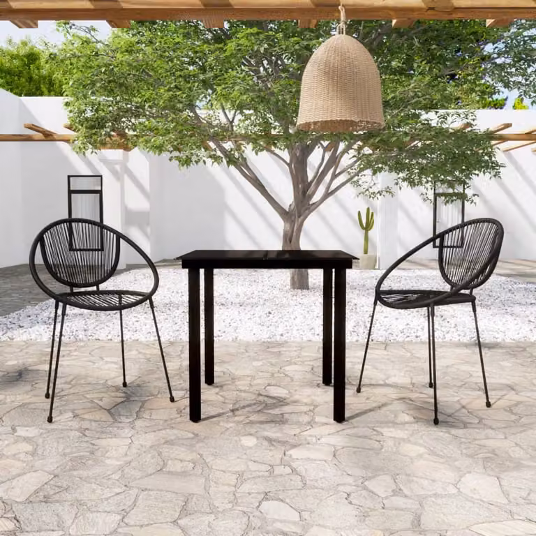 Maison Exclusive - Set da pranzo da giardino 3 pezzi nero