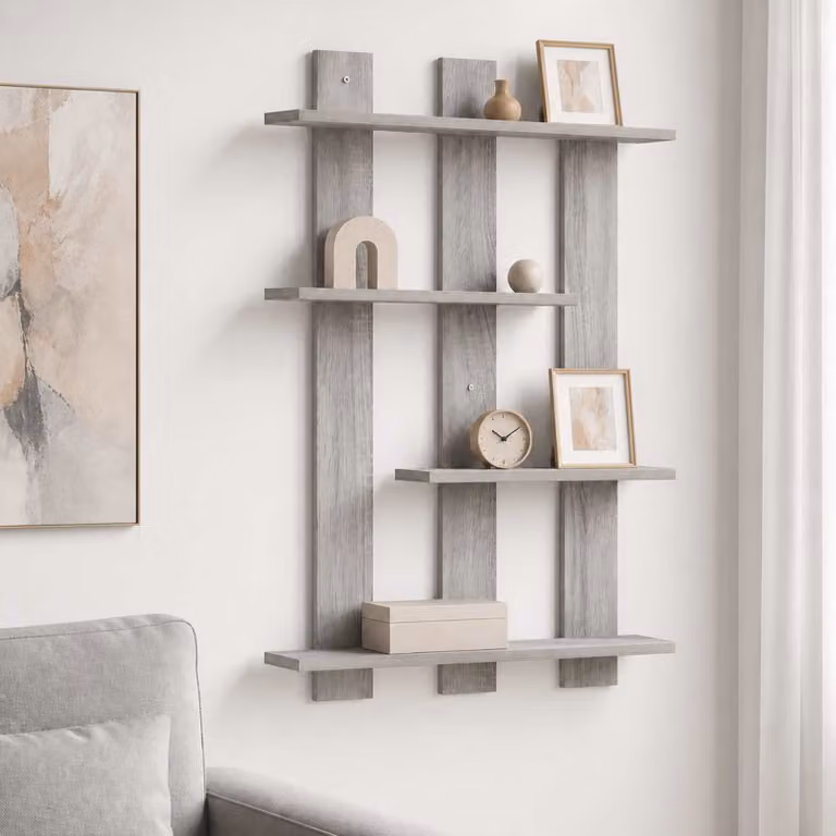 Scaffale da parete moderno vidaXL in MDF grigio L: 61 cm, P: 13,5 cm, H: 88 cm