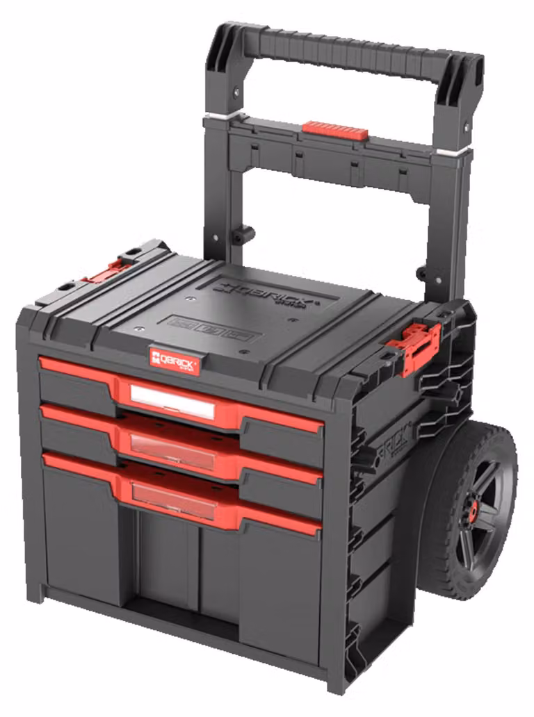 Qbrick System PRO Cart 2.0 Plus Cassetto 3 mobile su ruote 520 x 415 x 660 mm 12 l 2x 4,5 l manico doppio telescopico estraibile