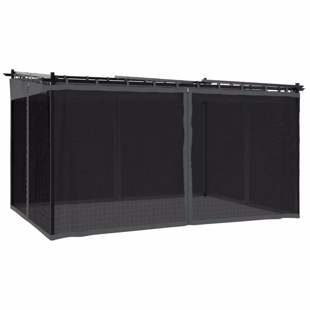 Gazebo con Pareti in Rete Antracite 4x3 m in Acciaio