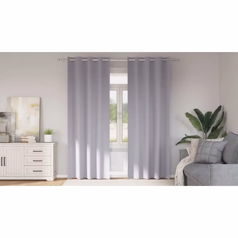 Set di 2 tende blackout vidaXL con anelli in poliestere, colore grigio, H: 225 cm x L: 140 cm