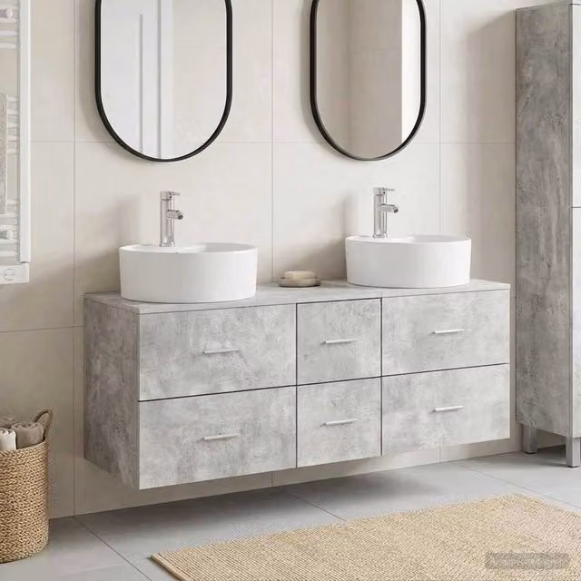 Set di mobili per il bagno 3 pz Grigio Cemento 3405886