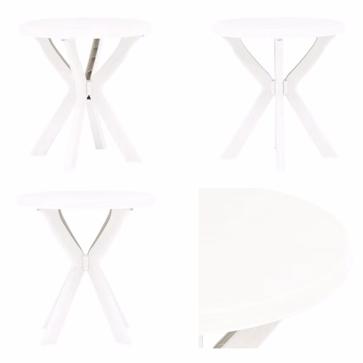 vidaXL Tavolo da bistrot bianco Ø70 cm in plastica - Tavolo da giardino - Tavoli da giardino - Tavolo da bistrot - Tavoli da bistrot