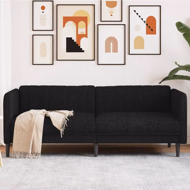 Maison Exclusive - Divano a 3 posti, colore nero, rivestito in tessuto
