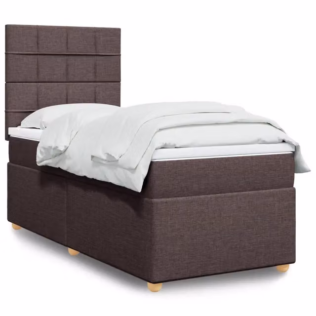 Giroletto a Molle con Materasso-Struttura Letto Marrone Scuro 80x200 cm Tessuto 339765