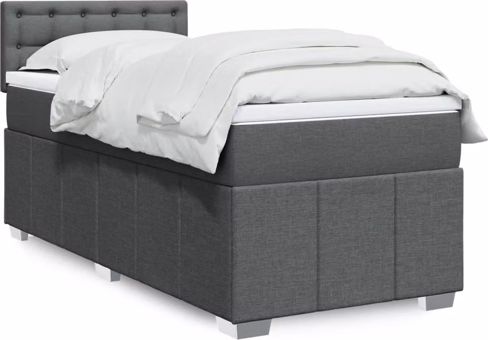 Maison Exclusive - Letto boxspring con materasso grigio scuro 90x190 cm Tessuto