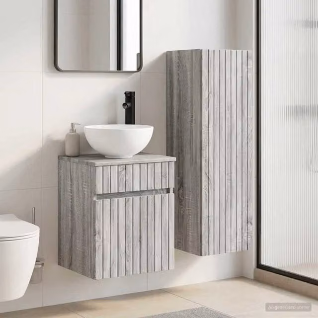 Set di mobili per il bagno 2 pz Sonoma grigio 3406139