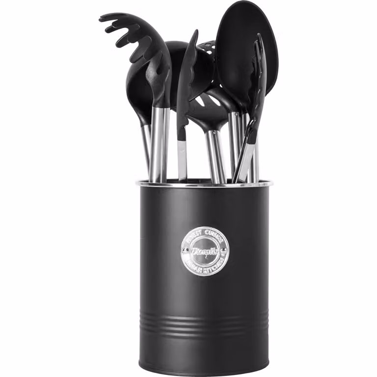 Set di 5 mestoli con contenitore in nylon e metallo nero Gusto Casa
