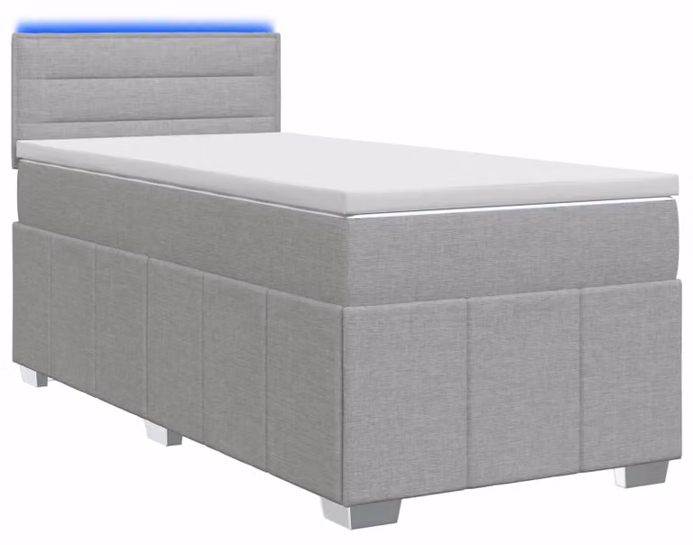 Letto a molle con materasso grigio chiaro 80 x 200 cm in tessuto