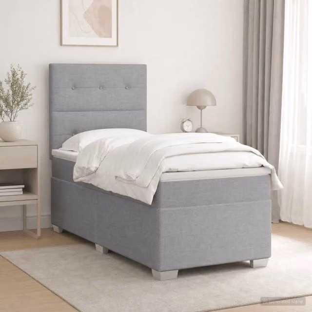 Letto box spring ibrido vidaXL con materasso a molle insacchettate Grigio e Bianco L/P/H: 190 x 90 x 46 cm