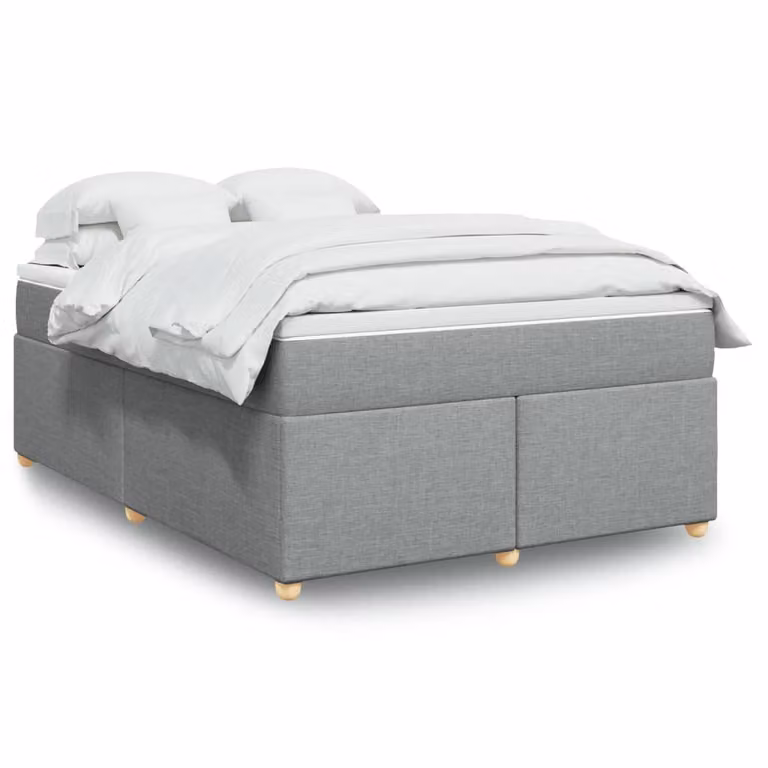 vidaXL Giroletto a Molle con Materasso Ibrido in Tessuto Grigio Chiaro e Bianco, L/P: 160 x 200 cm