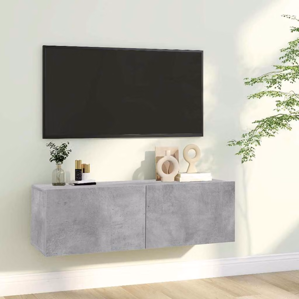 Mobile Porta TV Moderno vidaXL in Legno Multistrato Grigio Cemento L: 100 cm, P: 30 cm, H: 30 cm