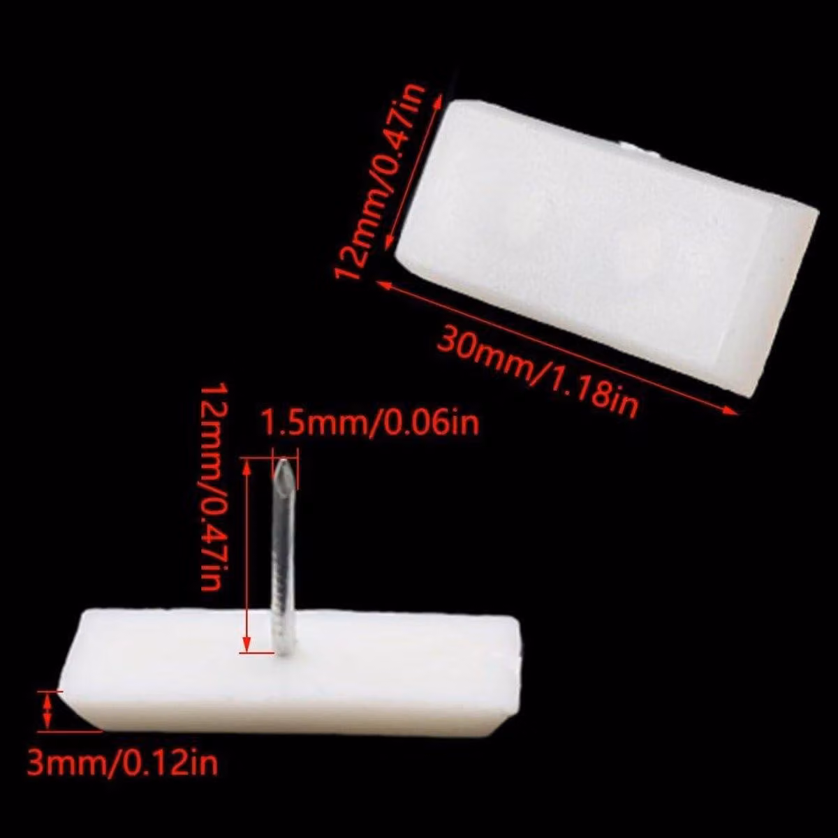Chiodi per mobili, 20 pezzi, plastica/legno, 30 x 12 mm