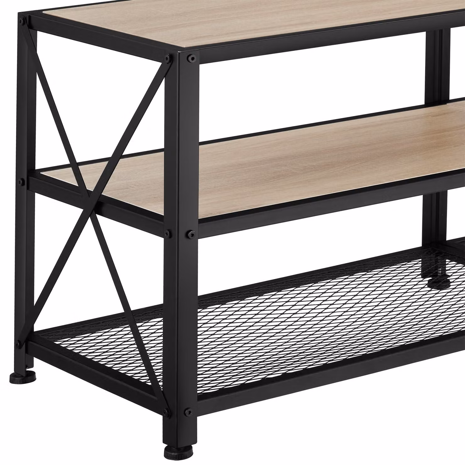 Mobile basso industriale tectake in legno rovere e metallo, beige e marrone, L: 161 cm, P: 41,5 cm, H: 50,5 cm – 1