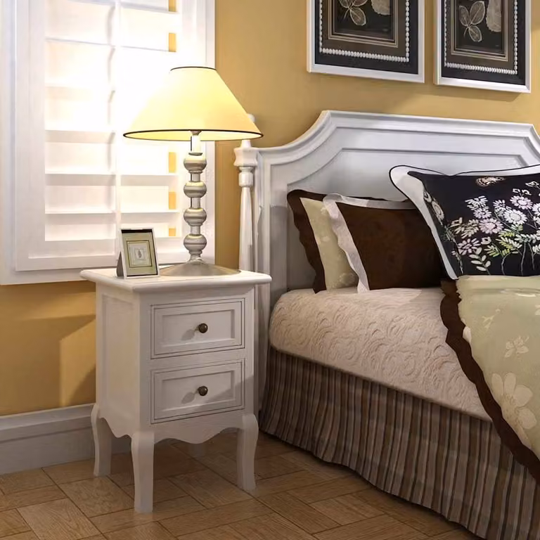 vidaXL Comodino con 2 Cassetti in MDF Bianco