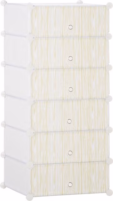 Scarpiera Modulare Salvaspazio HOMCOM con 6 Cubi, Bianco, L: 45 cm, P: 36.5 cm, H: 108 cm