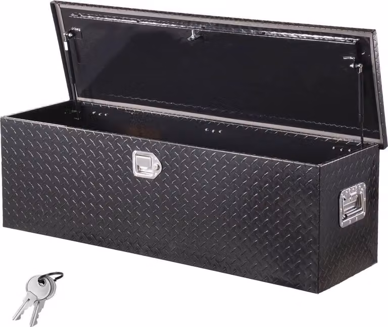 Cassetta degli attrezzi in alluminio - 1244,6 x 381 x 381 mm - Nera - Con serratura
