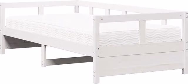 Letto singolo | Letto per adulti | Dormeuse con Materasso Bianca 80x200 cm Legno Massello di Pino