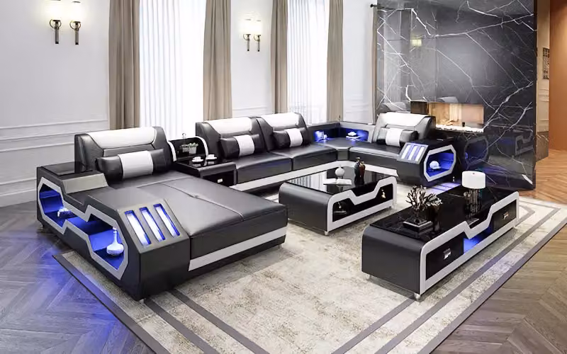 Design Eckgarnitur Ecksofa Sofa Couch Sofas Couchen Tisch 2tlg. Wohnlandschaft