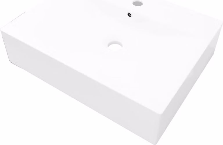 Lavello Bianco in Vetroceramica con Foro Rubinetto 60x46 cm