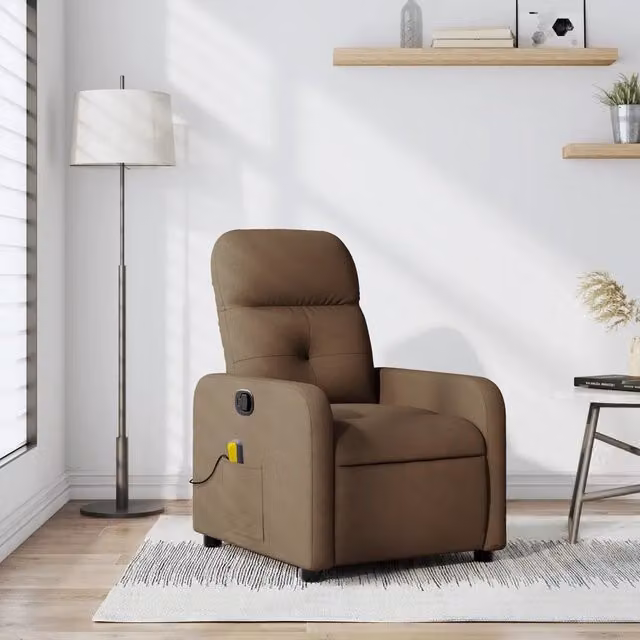 Poltrona Reclinabile Relax vidaXL in Tessuto Marrone con Braccioli e Regolazione Manuale