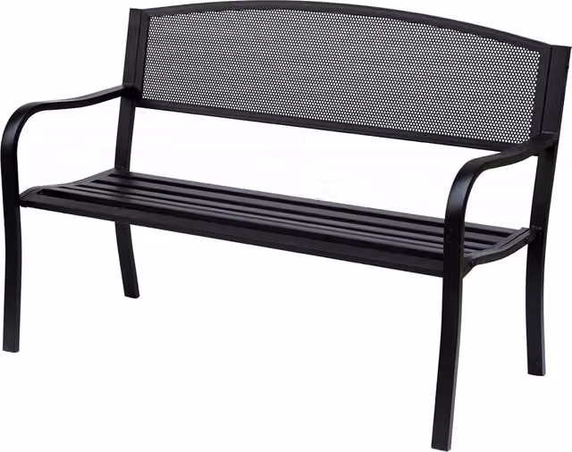 Panchina da giardino a 3 posti Xylo in metallo nero con braccioli L: 127 cm, P: 60 cm, H: 87 cm