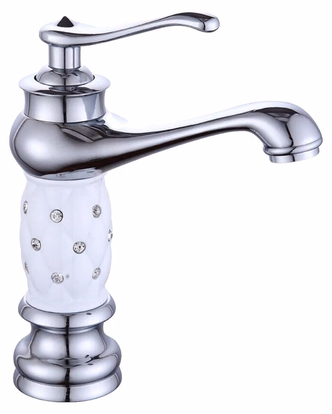 Miscelatore per lavabo, monocomando, materiali resistenti, bianco argento