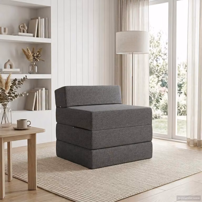 vidaXL Divano Letto Pieghevole Grigio Chiaro in Tessuto con Imbottitura in Schiuma L 70 x P 60 x H 63 cm